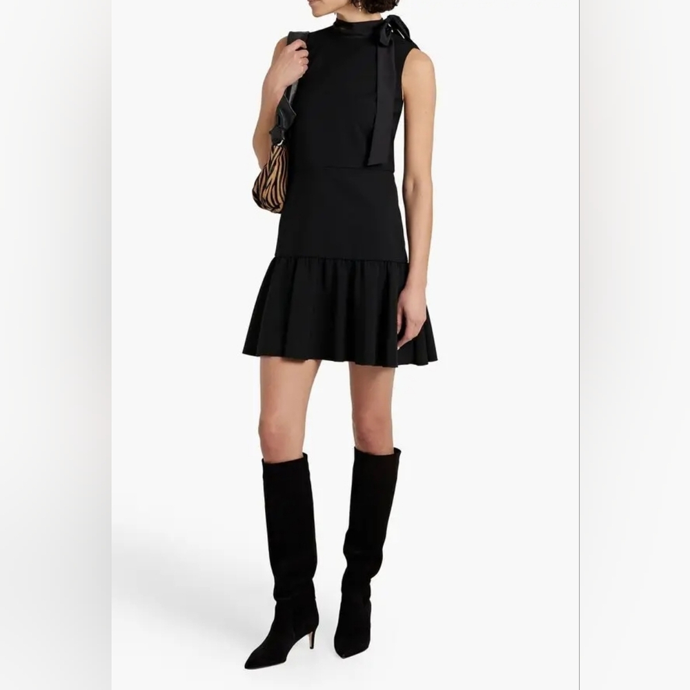 Red Valentino Tie Neck Woven Black Dress S